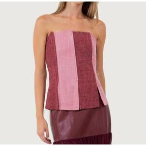 NEW WHITEROOM+CACTUS val colorblock top in pink & burgundy